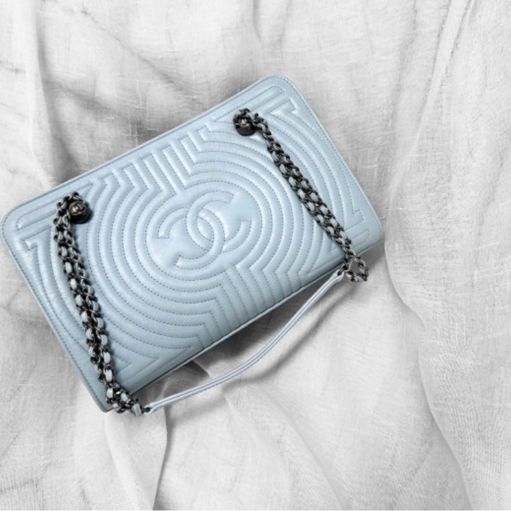 Chanel Sky Blue Quilted Shoulder Bag with COA